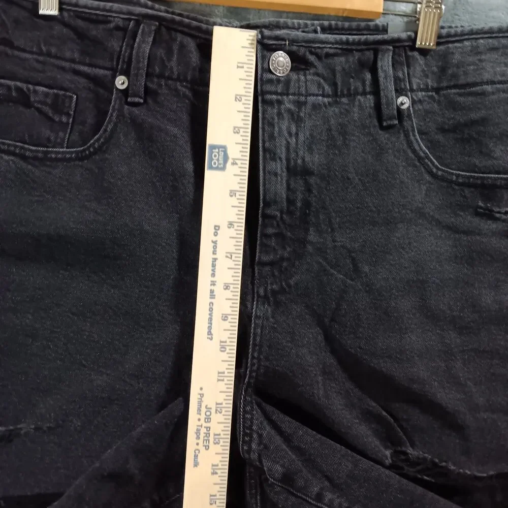 Torrid Womens 18 Baggy Jort Coal Black Denim Shorts Distressed Goth Punk Emo NWT